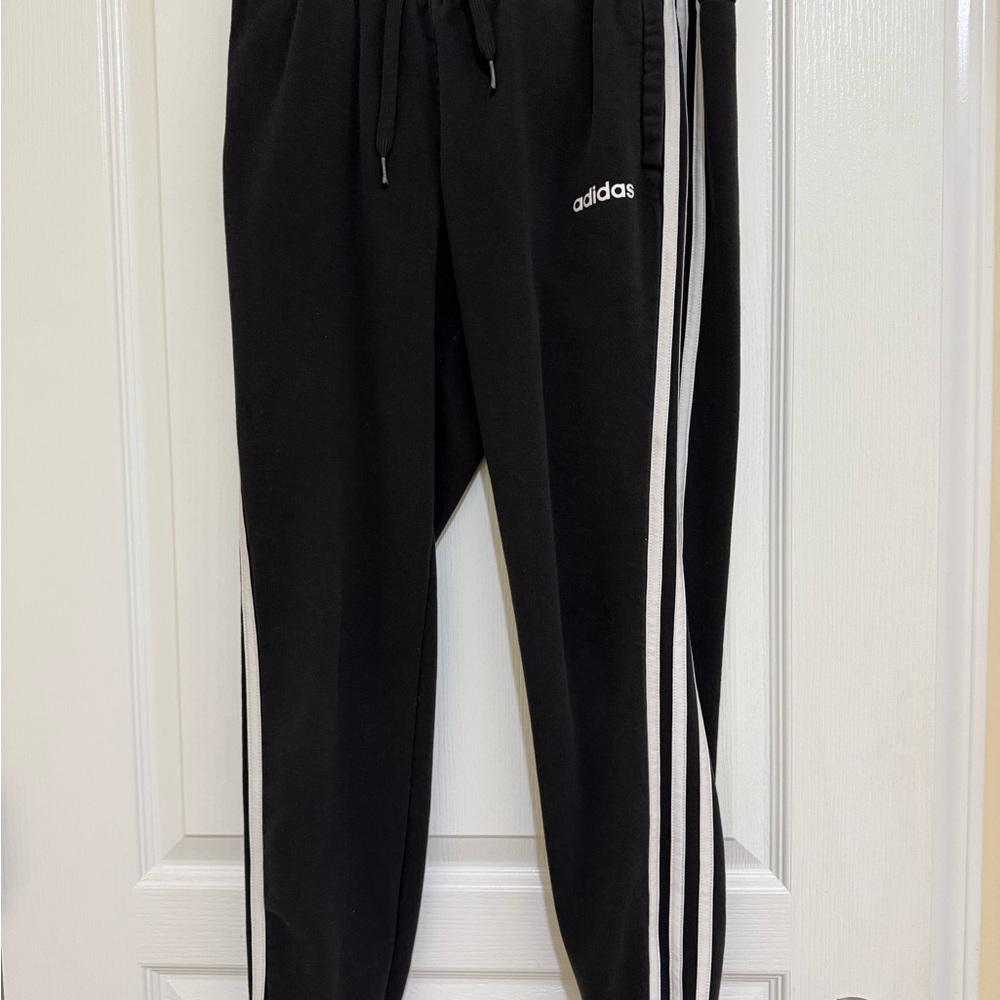 Adidas Women’s Black Joggers with White Stripes